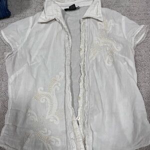 White Embroidered Women's Top